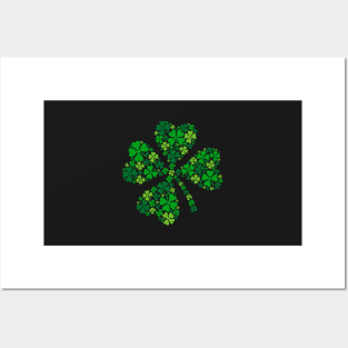 lucky four-leaf clover, green shamrock Posters and Art